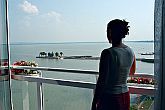 Panorama of Lake Balaton from the terrace of the Helikon Hotel